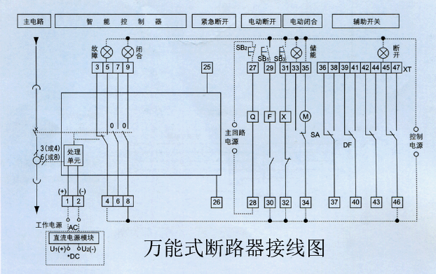 萬(wàn)能式斷路器接線圖